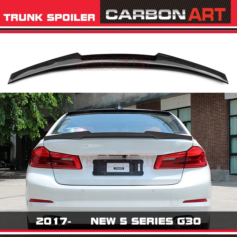 M4 Design G30 Brand New 5 Series Carbon Fiber Trunk Spoiler Wing Bootlid Lip Glossy Black For BMW 520 530 540 525i M550i 2017- | Автомобили