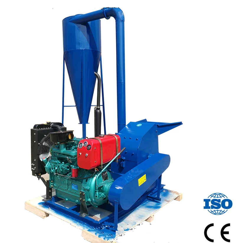 55HP CF500A электрический запуск дизельного двигателя молотковая мельница древесная дробилка с циклоном