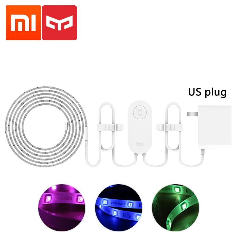 Умный светильник Xiaomi Yeelight Aurora, полоса плюс 2 м, светодиодный RGB WiFi, приложение Xiaomi, Домашний Светильник s, работает с Alexa Google Assistant Homekit - Цвет: US plug