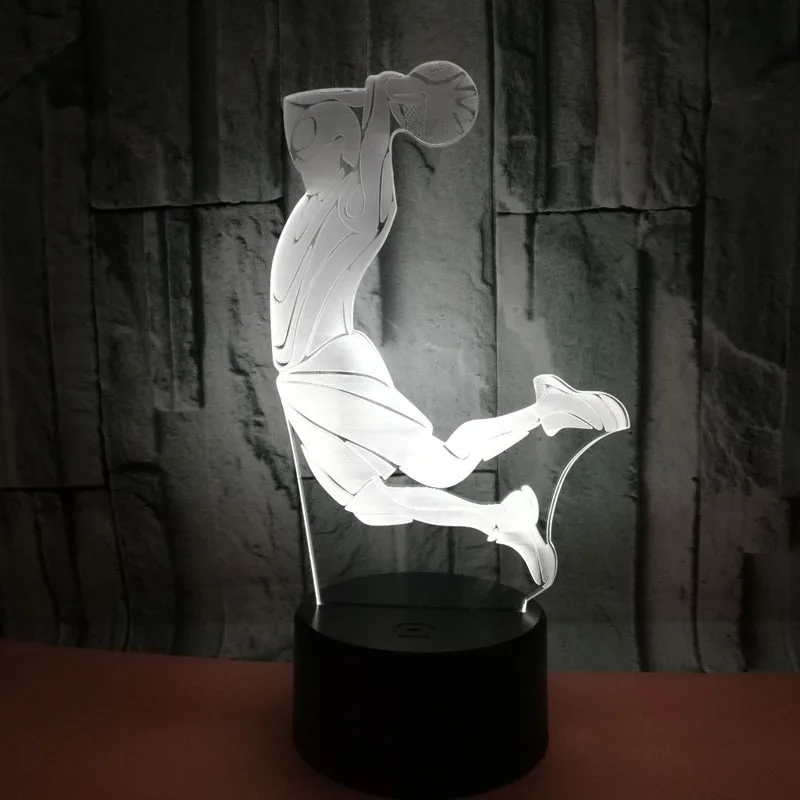 Креативный 3D Визуальный баскетбольный Dunk светодиодный ночник 7 цветов меняющий