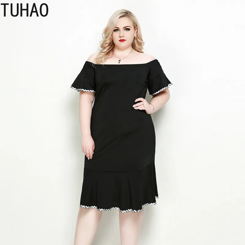 TUHAO летнее женское сексуальное платье размера плюс 7XL 6XL 5XL черное вечерние