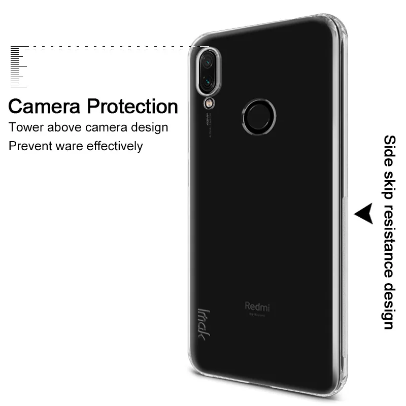 IMAK Для Redmi Note 7 Чехол Силиконовый мягкий ТПУ чехол Xiaomi для телефона прозрачный