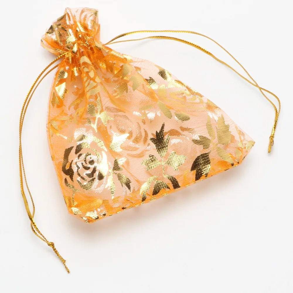 25 штук/упаковка Золотая Роза прозрачные пакеты шнурок мешочек Саше мешок подарка