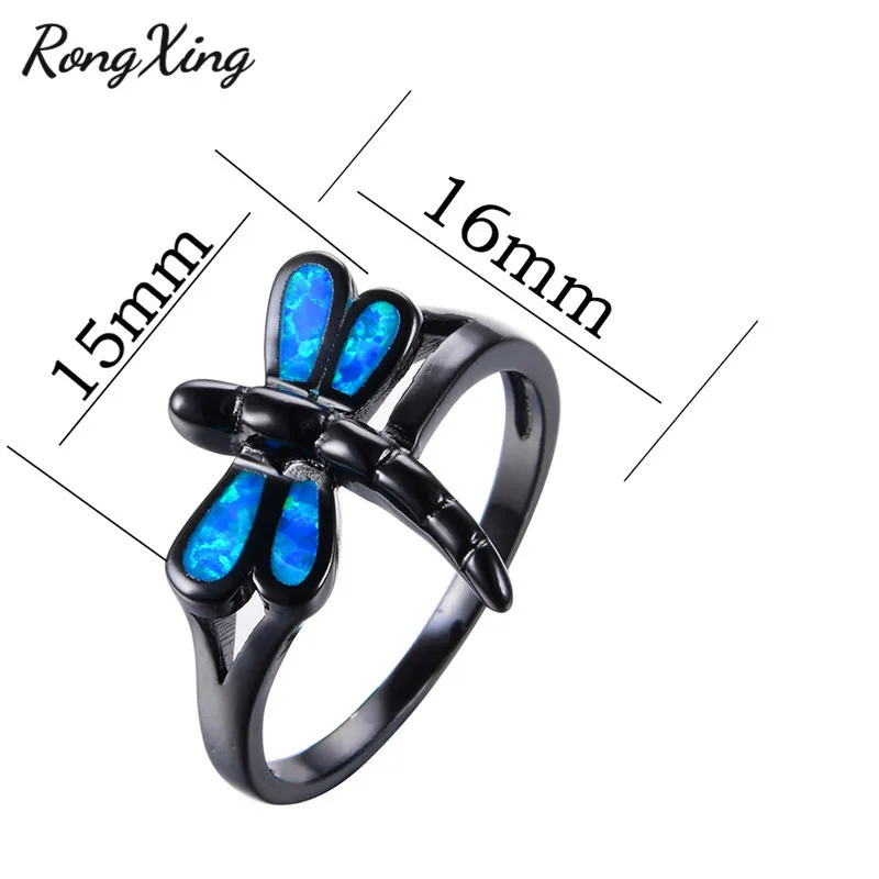 Unique Design Animal Rings Aneis for Women/Men Fashion Blue Fire Opal Ring Vintage Black Gold Filled Band Wedding Jewelry RB0835 | Украшения