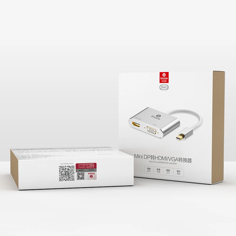 Biaze 4 K Mini DisplayPort адаптер HDMI VGA переходник Thunderbolt DP кабель для MacBook Air 13 Surface Pro