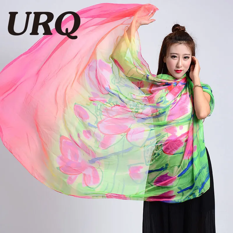 Длинный шелковый шарф для женщин большой размер саронг пляжная одежда парео