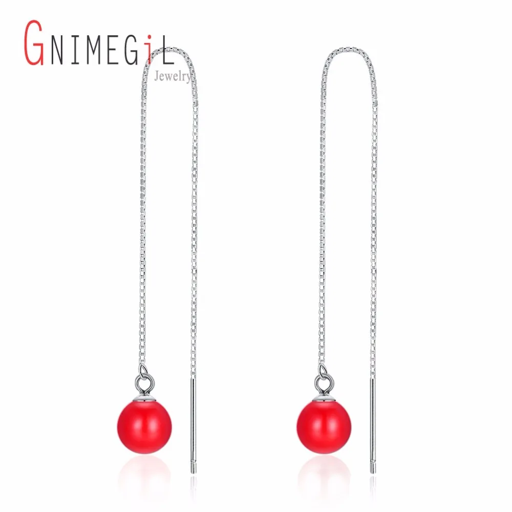 Женские серьги подвески GNIMEGIL из стерлингового серебра 925 пробы с длинной