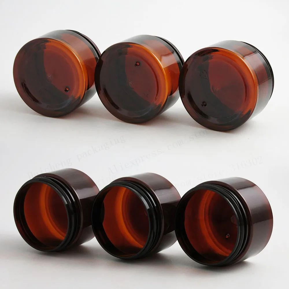 20x120 г Янтарный ПЭТ Крем банка 4oz коричневый крем макияж бутылка с пластиковой