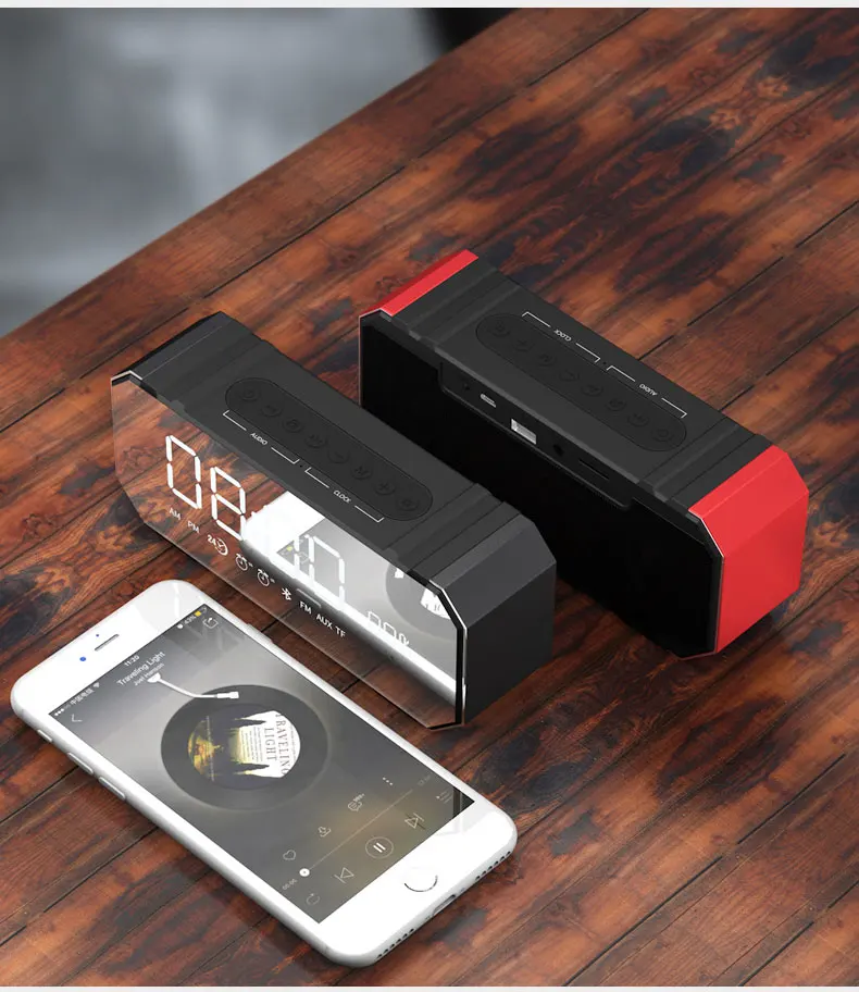 DG1000 беспроводной Bluetooth динамик светодиодный жидкокристаллический дисплей будильник с динамиком 2400 mahwith Mic Громкий динамик для IOS Android