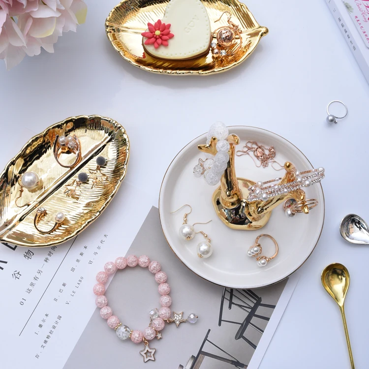 Золотые рога керамическая тарелка для ювелирных изделий блюдо в виде листа