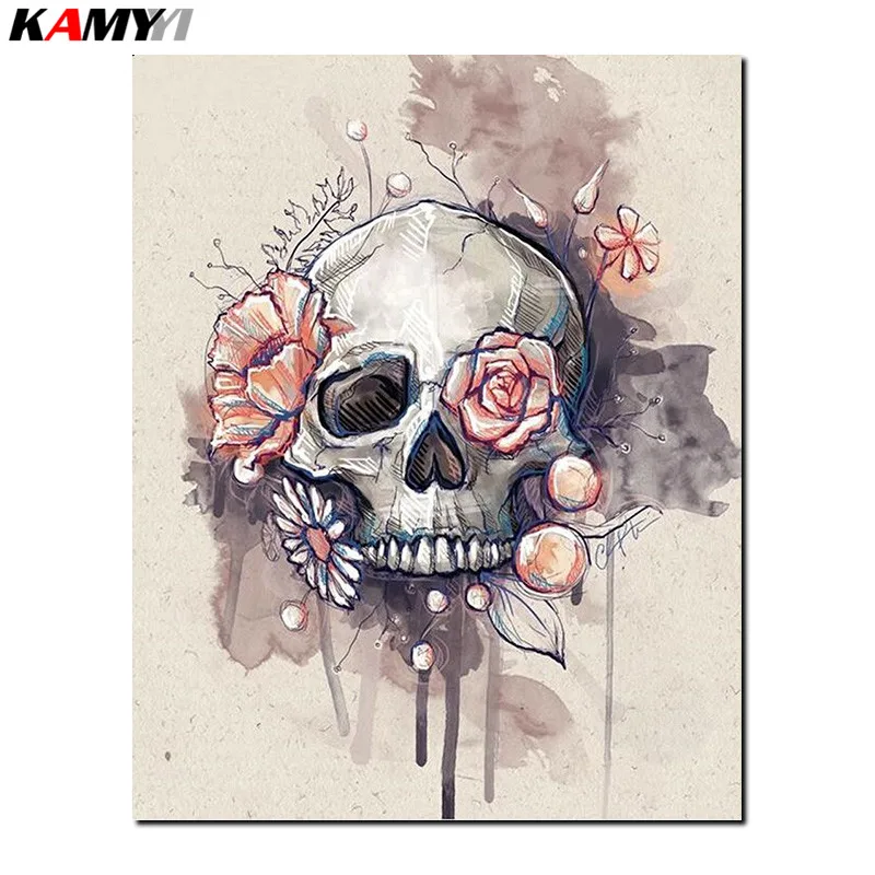 

5D Diy алмазная живопись вышивка крестиком Череп Роза полная квадратная Алмазная вышивка Стразы мозаичные изделия B620