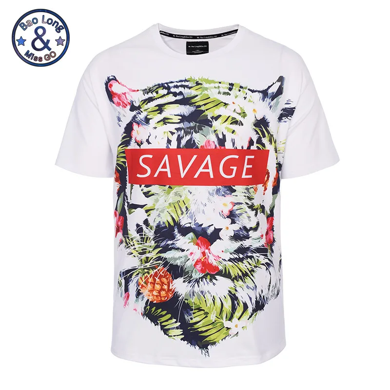 Новый стиль Мужская брендовая одежда с принтом тигра 3D Футболка мужская