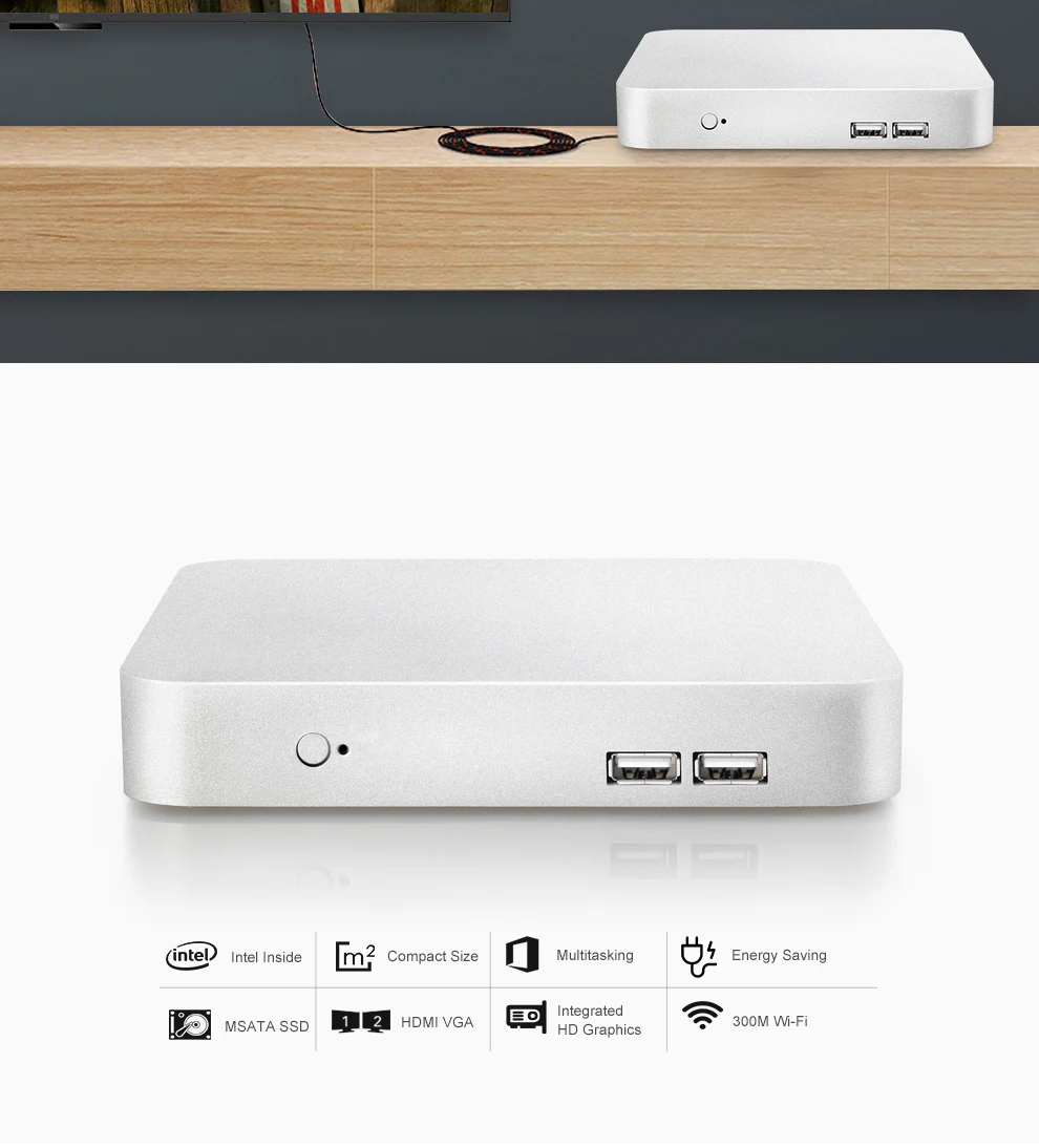 Мини-ПК Windows10 Intel Core i5 3317U Barebone Micro компьютер HDMI VGA 6xusb 300 м Wi-Fi Gigabit Ethernet