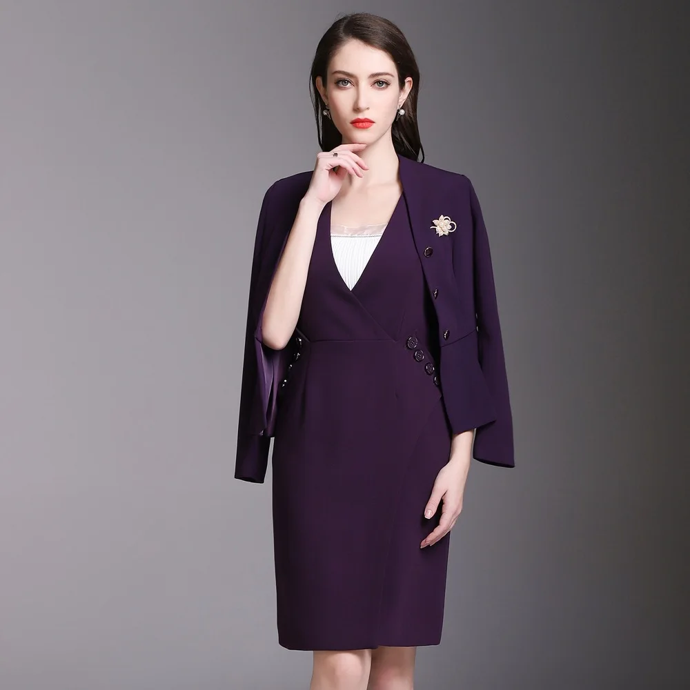 2018 весеннее платье деловое два белых воротничков модные комбинезоны фиолетовый |