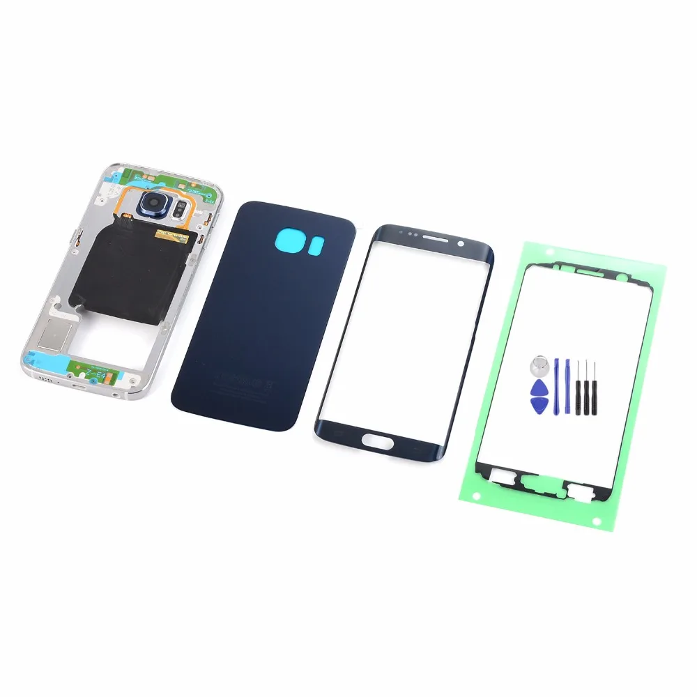 Для Samsung Galaxy S6 Edge SM G925 металлическая средняя рамка корпуса + стеклянная задняя