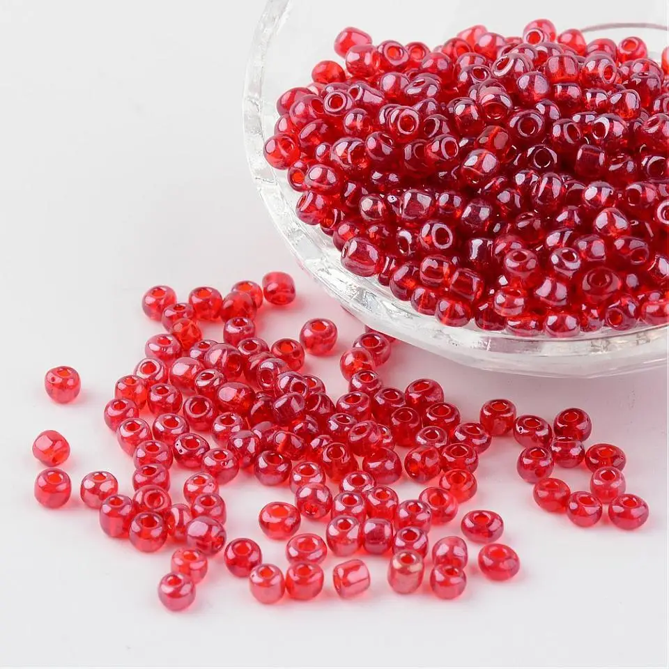 

4mm Round Glass Seed Beads Loose Spacer Beads Transparent Colours Lustered for Jewelry Making Hole: 1.5mm about 4500pcs/pound
