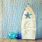Laeacco летние фоны для сёрфинга корабля в сеточку Морская звезда якорь деревянный пол детский портрет фотографический фон для фотостудии