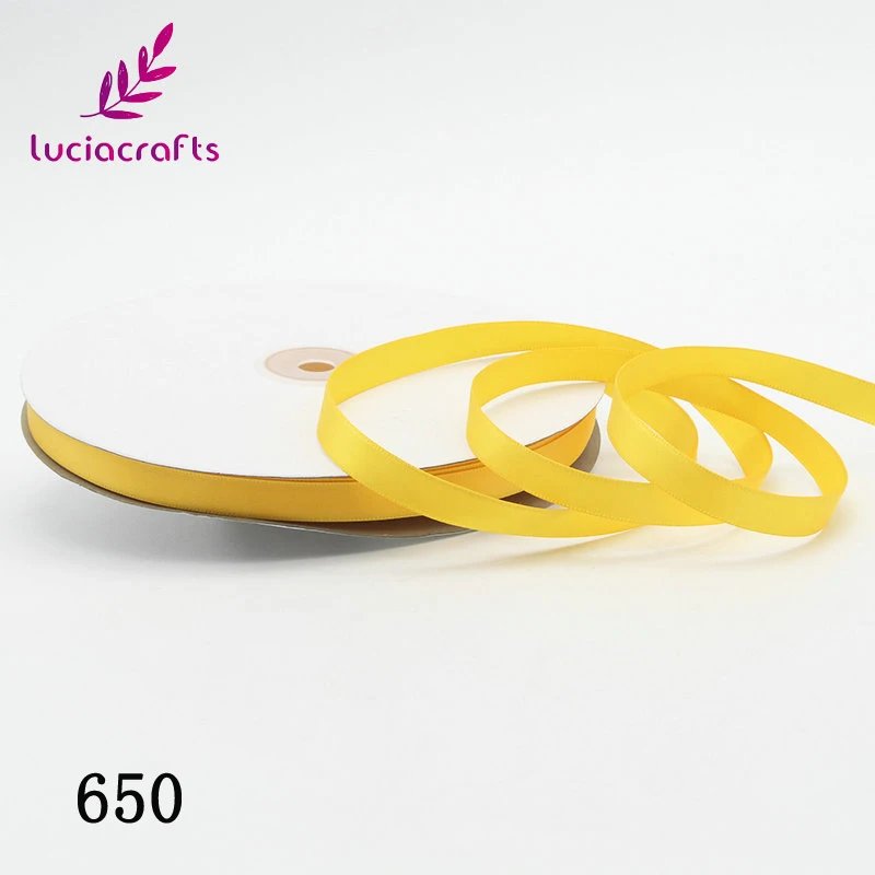 650 Dark yellow 100y 6 мм/10 мм однотонная Рождественская атласная лента DIY лук Ремесло Декор вечерние подарочная упаковка одежды Скрапбукинг материал 040007122 - Цвет: 650 Dark yellow