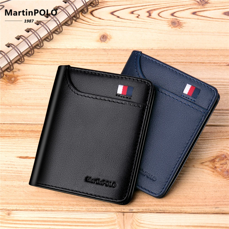 MartinPOLO 2019 модная брендовая мужская кошельки натуральная кожа тонкие двойные