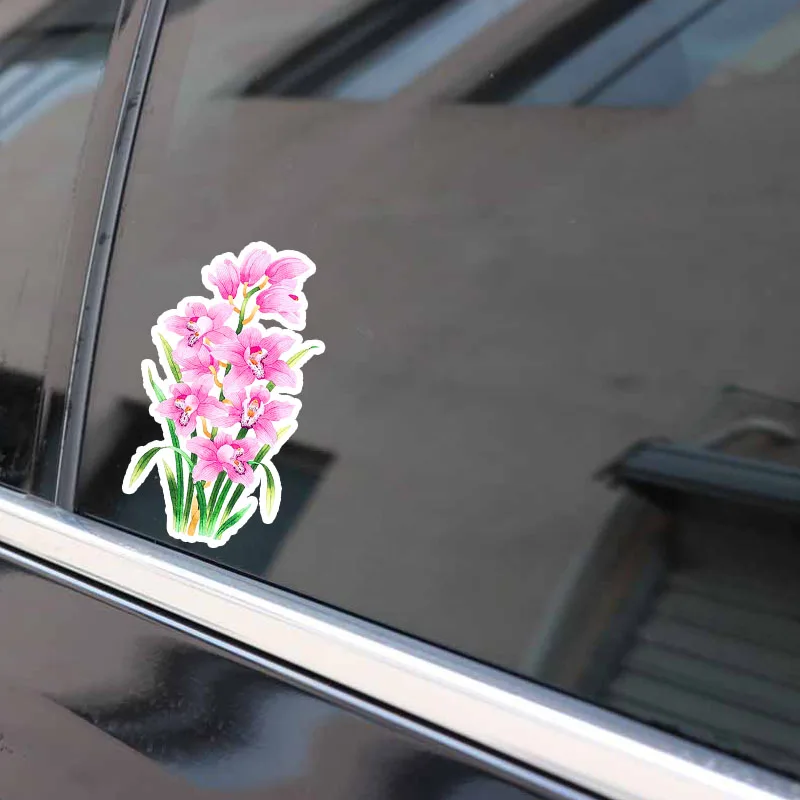 YJZT 8*14.5CM Coolest Orchid Flowers Decor Car Stickers High Quality Personalized 11A0886 |