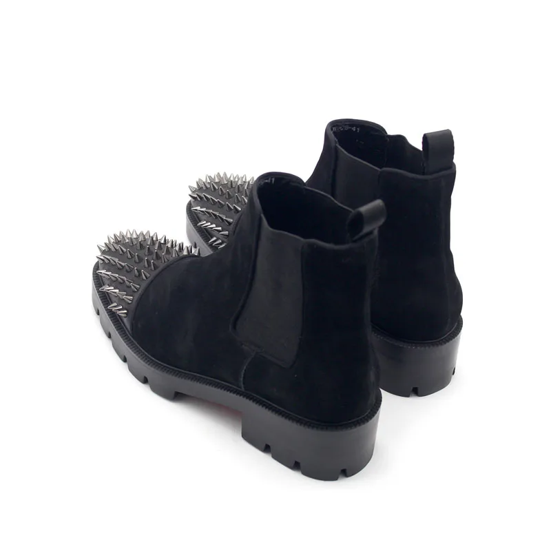 Новые мужские ботинки на высоком каблуке 5 см с заклепками матовые кожаные Челси