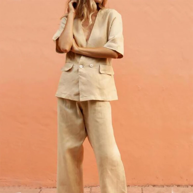 Женский комплект 2 шт. Женские топы и блузки с коротким рукавом v образным вырезом