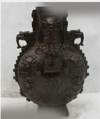 11 &quotКитай Китайский Народная excelente bronce suerte флор лото Дракон Ваза estatua медь