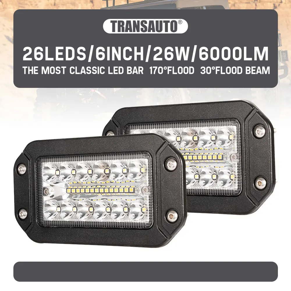 2PCS 6INCH 26W COMBO Комплект из 2 предметов, 5 дюймов/6 дюймов заподлицо светодиодный стручки светильник, комбинированного луча тройным вождения по бездорожью светильник бар рабочий светильник для гольф-кары Jeep 12V - Цвет: 2PCS 6INCH 26W COMBO