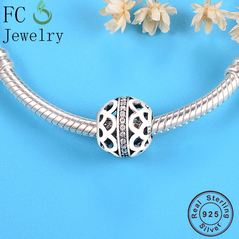 Подлинная 925 пробы Серебряный абстрактный декоративный модный шарм из бисера