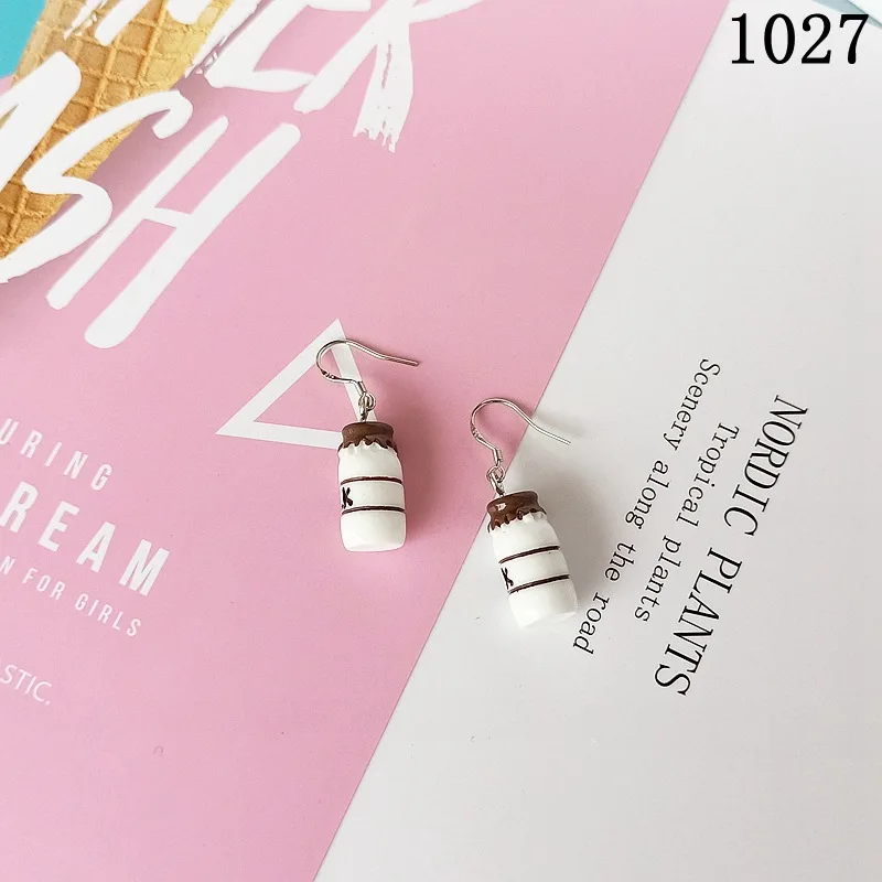 

Cookies Earrings Cute Wine Fruit Bat Egg Fashion Jewelry Glass Flower 32 Colors Funny Fruit Mini Hamburger Party Women Halloween