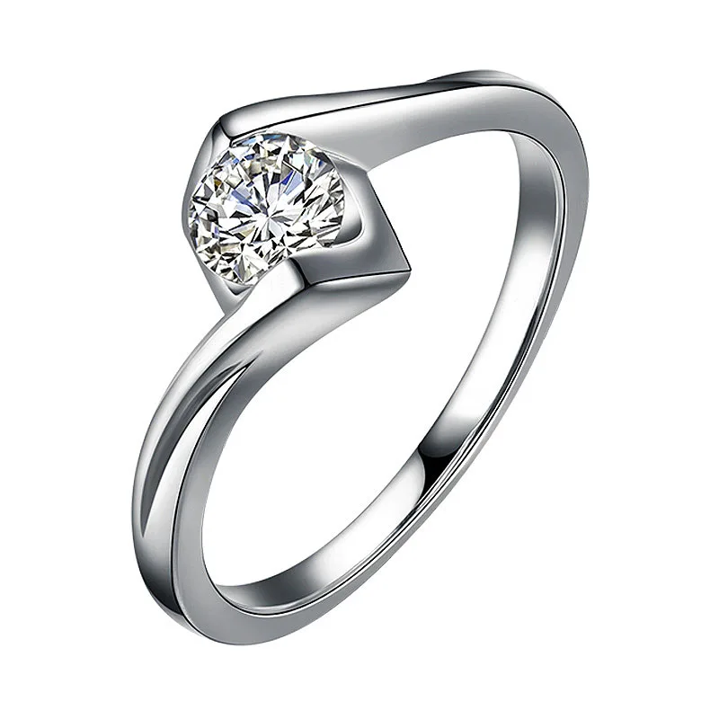 

18K Белое Золото, элегантное ювелирное изделие, 1Ct 6,5 мм, круглая огранка, моиссаниты, поворотное кольцо, изящное золото, ювелирные изделия для ...