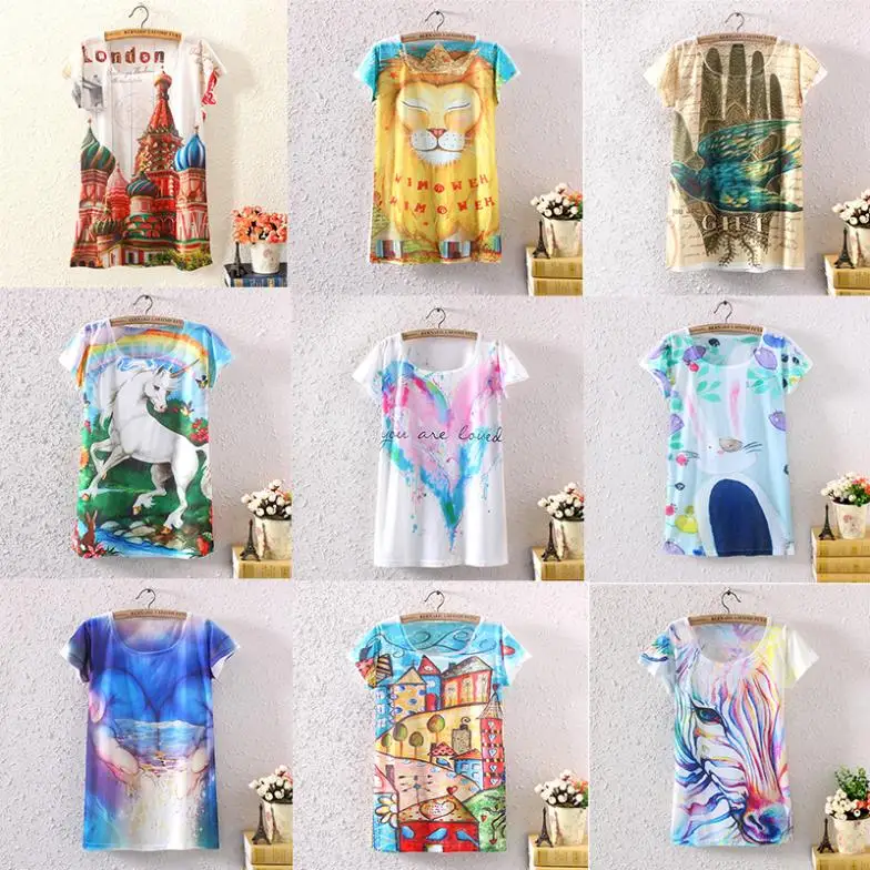 Новинка 2014 женская футболка новая летняя модная дизайнерская одежда с 3d принтом