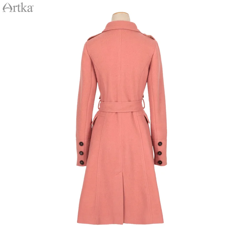 Распродажа ARTKA зимнее женское приталенное двубортное шерстяное пальто со
