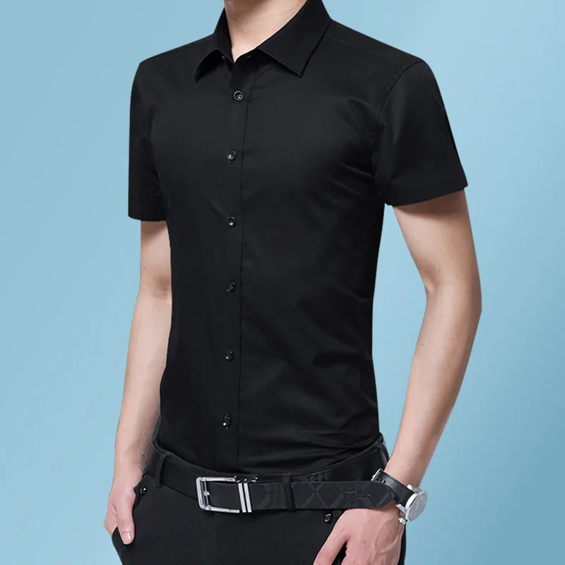 Качественные однотонные Цвет Мужская Повседневная рубашка Slim Fit Новая мода с