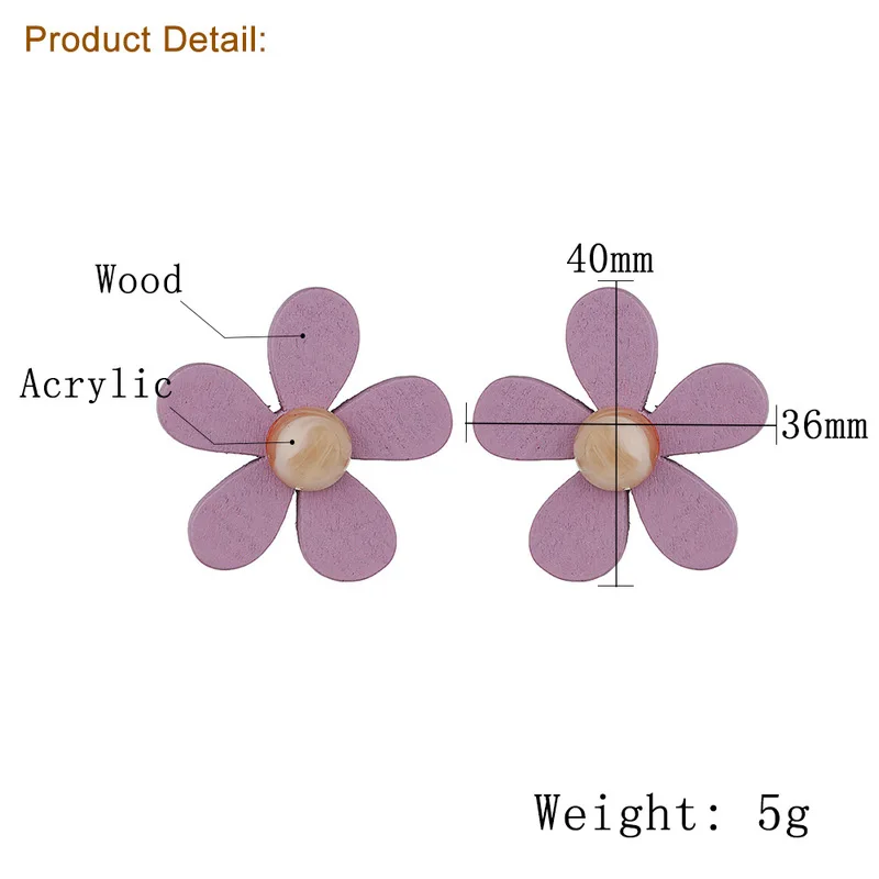 Богемные романтические морские большие цветные цветы деревянные длинные серьги