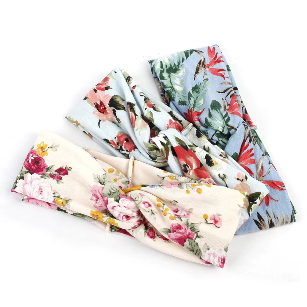 Женская повязка на голову Geebro эластичная с узелком и принтом в богемном стиле