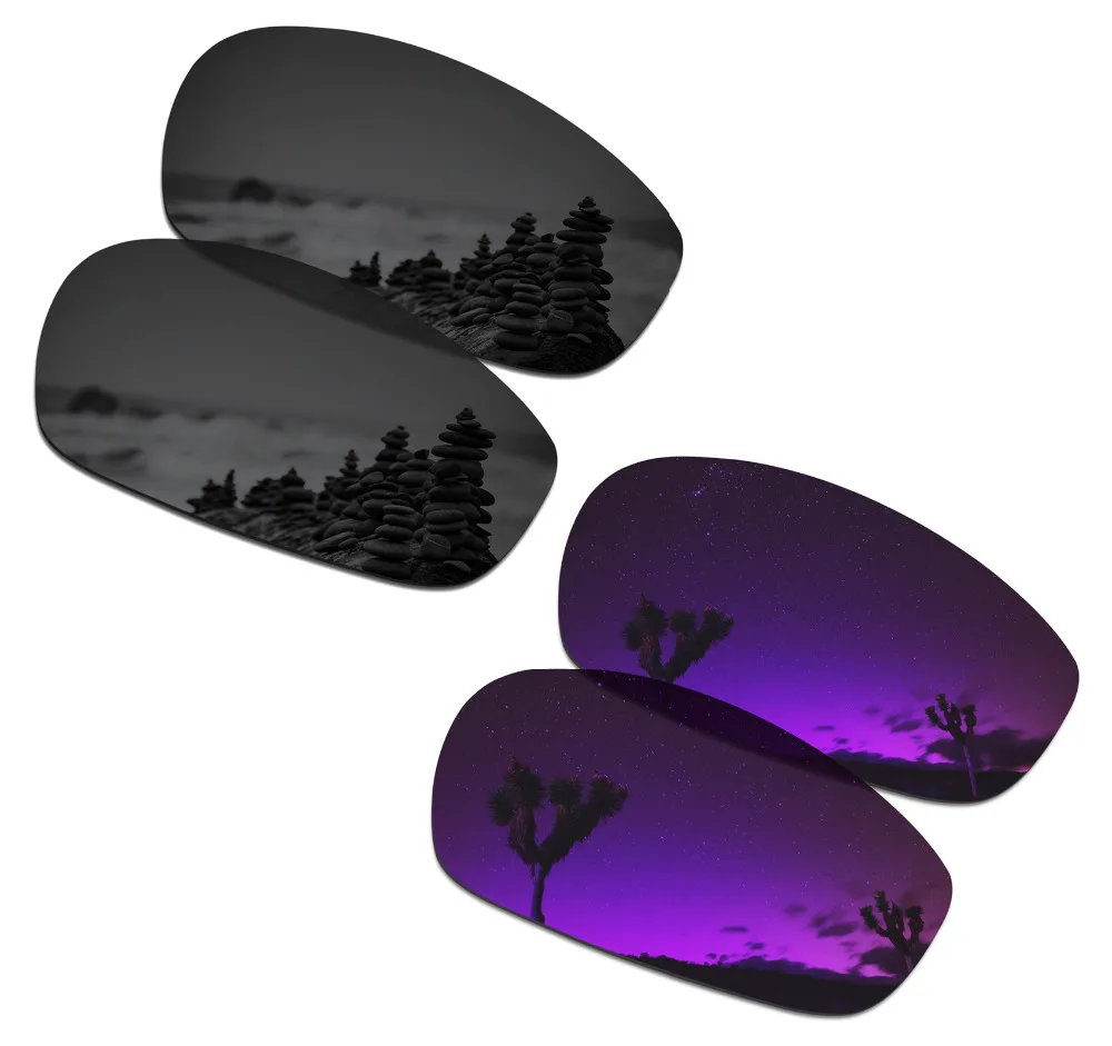 

SmartVLT 2 Pairs Polarized Sunglasses Replacement Lenses for Oakley Split Jacket Stealth Black and Plasma Purple