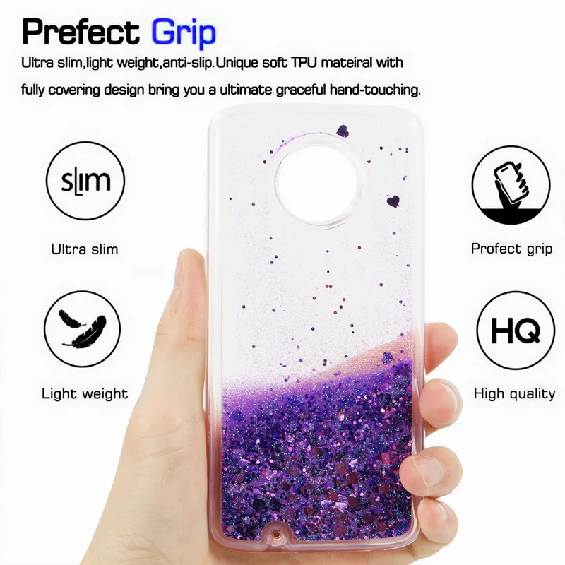 NOWAL Glitter Bling Stars Hearts Case For Motorola Z2 Play G6 Liquid Quicksand Soft TPU Clear Cover Moto G5S G5 Plus |