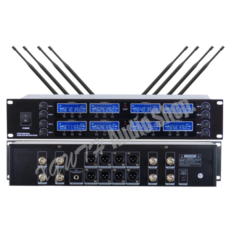 

Pro Wireless Desk Conference Headset Lavalier Tie Clip Handheld Microphone Mic System UHF 8 Channel Multichannel Karaoke Mics