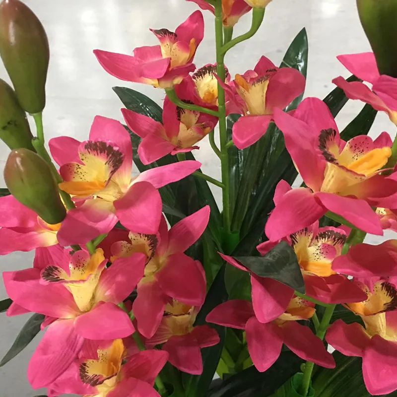 Искусственное дерево 100 см 3 стебля cymbidium поддельная зелень горшечные бонсай