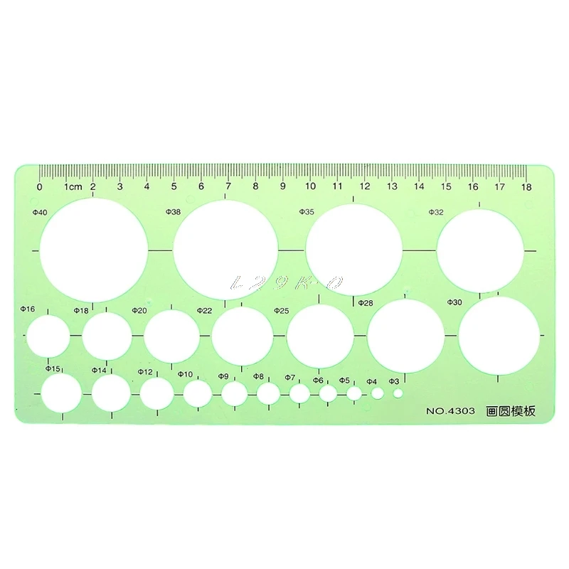 Plastic Ruler Green Circles Geometric Template Stencil Students School Accessories | Канцтовары для офиса и дома
