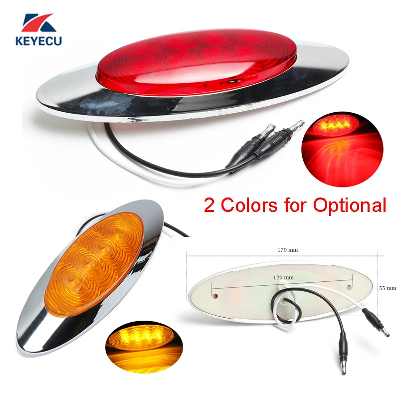 

KEYECU красный янтарь на выбор, 6-5/8 "4LED герметичный боковой маркер, светильник, панель кабины, маркер, светильник для Peterbilt 24V с Хромированным Обо...