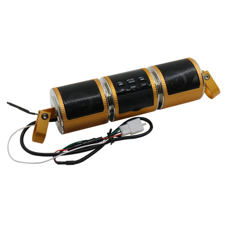 1set Motorcycle Silver/Golden Waterproof Bluetooth Audio Sound System Stereo Speaker Music Player with FM Radio LCD Display | Автомобили и