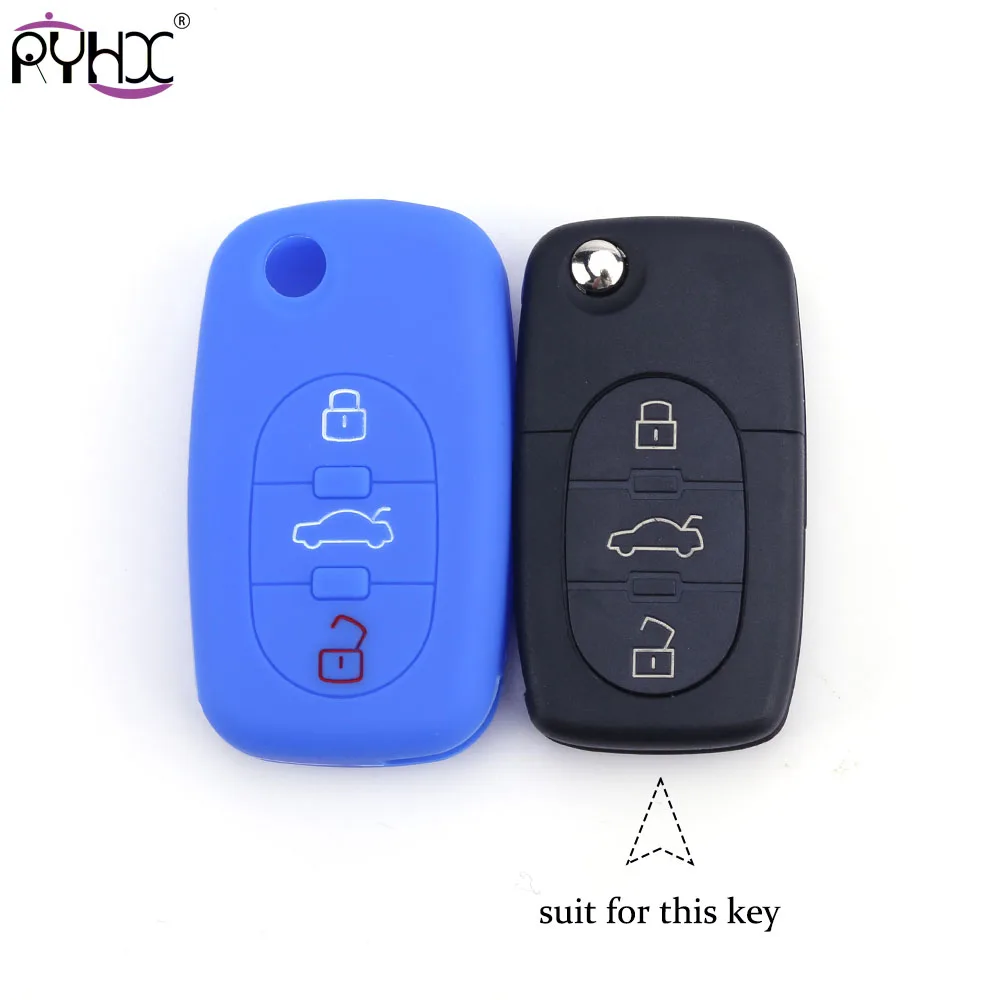 Auto Accessory Rubber car key styling flip cases cover 3 button for Audi A4L A6L A8L A3 A5 Q5 Q3 Q7 R8 TT S3 S7 RS7 RS5 B9 | Автомобили и