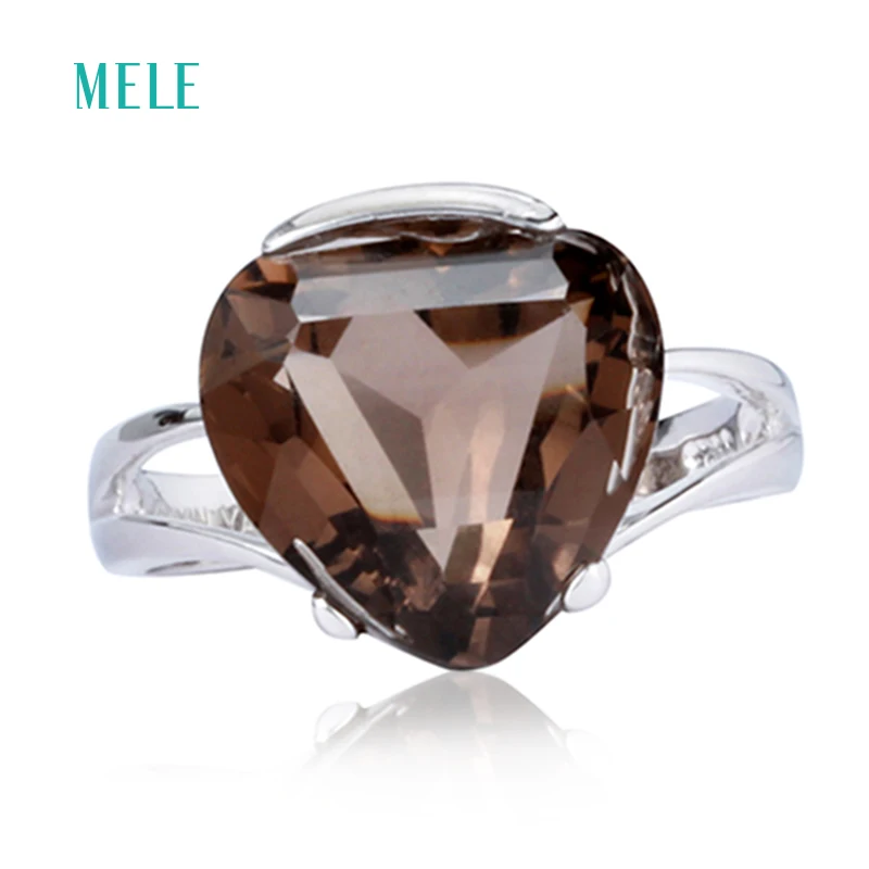 MELE натуральное кольцо из стерлингового серебра дымчатого кварта 12 мм * 13 размер