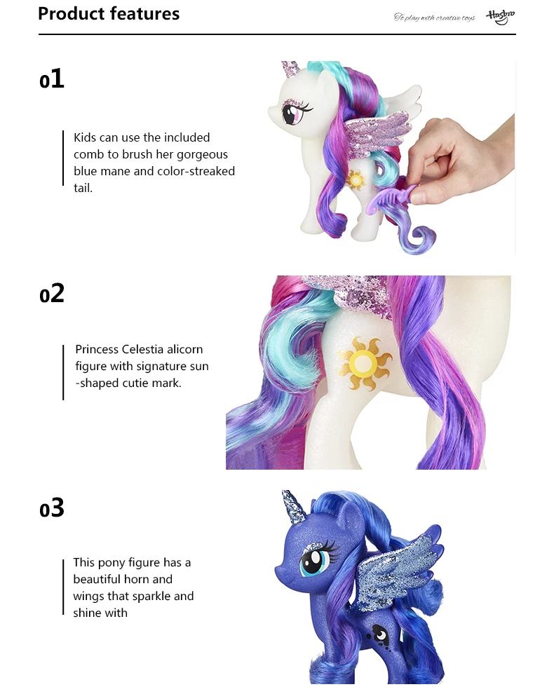 FurReal Friends, My Little Pony с рисунком из мультфильма «Мой Маленький Пони» Игрушки Принцесса Селестия сверкающие 6-inch Figure для детей в возрасте от 3 лет и старше корни волос куклы голова манекена