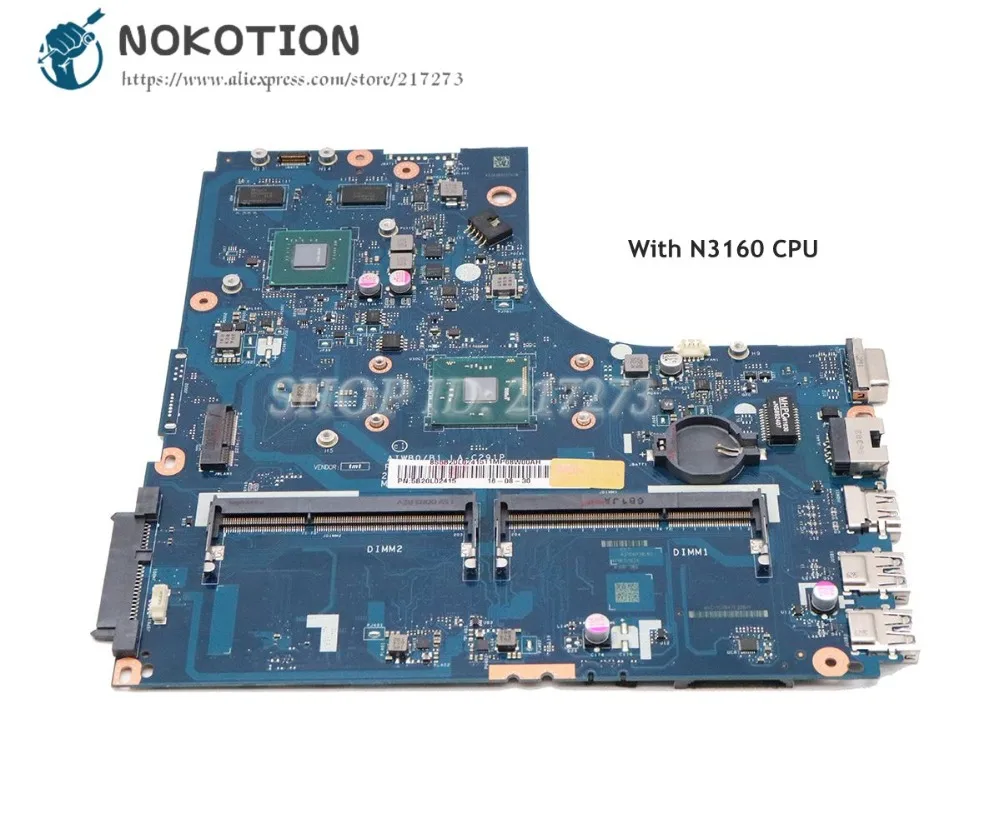 

NOKOTION For Lenovo ideapad B51-30 Laptop Motherboard AIWB0 B1 LA-C291P 5B20L02415 N3160 CPU DDR3 920M graphics