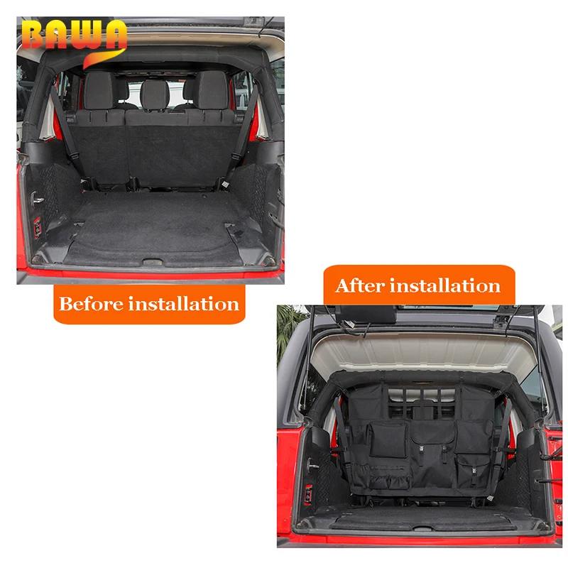 BAWA сумка для хранения багажника для Jeep Wrangler JK JL 2007+ Автомобильная Задняя сумка для хранения на спинку сиденья для Wrangler JK JL интерьерные аксессуары