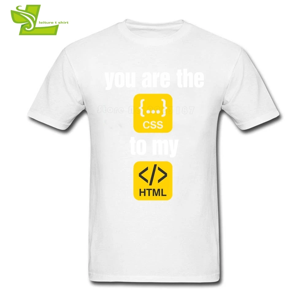 Мужская футболка с коротким рукавом круглым вырезом и принтом You Are The Css To My Html |