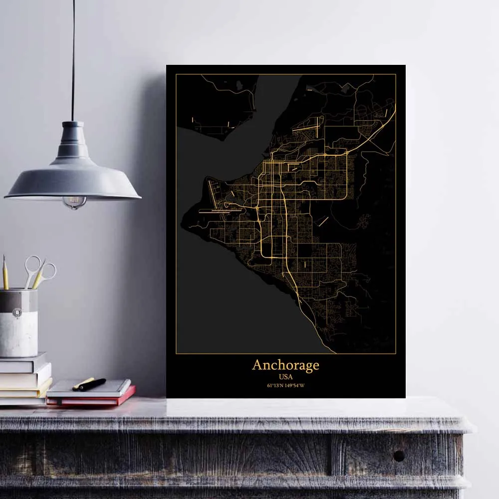 Albany Albuquerque Amarillo Anchorage Asheville Atlanta Austin Baltimore Boise Boston Buffalo Casper Charleston USA Map Poster | Дом и сад